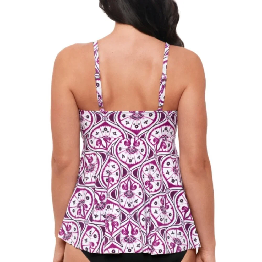 Swim Solutions Women S Printed One-Piece Swimsuit Multicolor SIze 8 9304